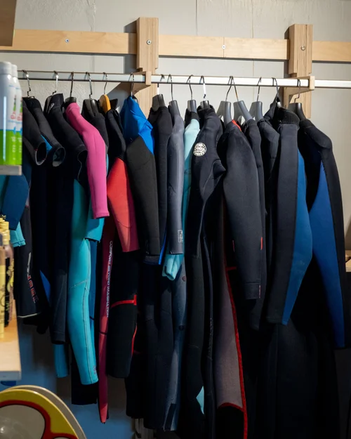 wet suits are available to rent at the general store 