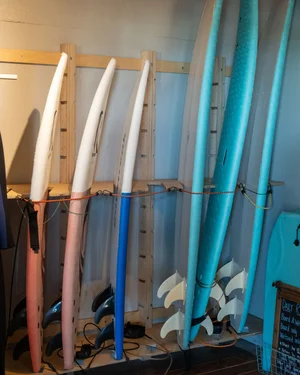 Surf boards are available to rent at the general store 